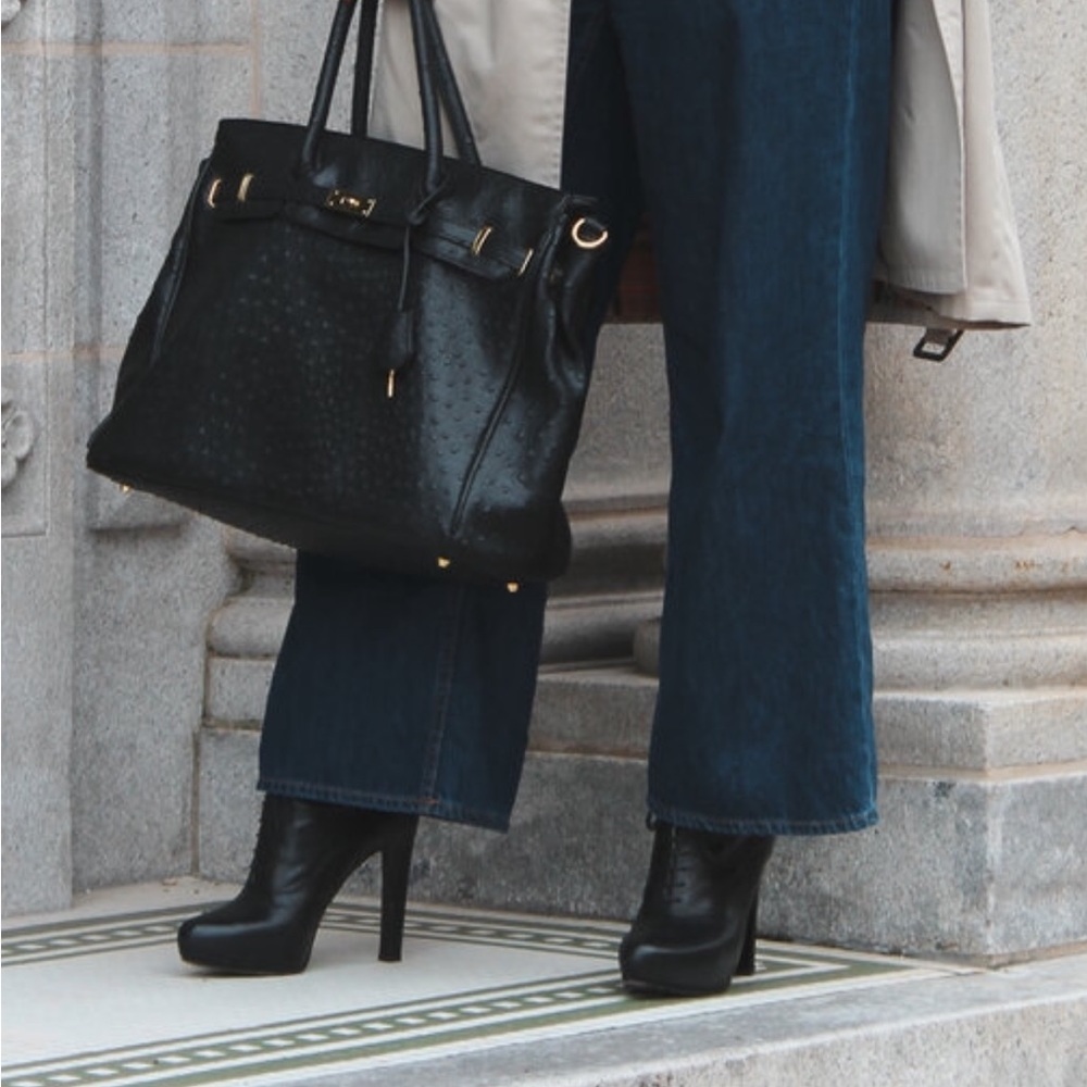 Prada Black Leather Platform High Heel Boots Ankle Booties